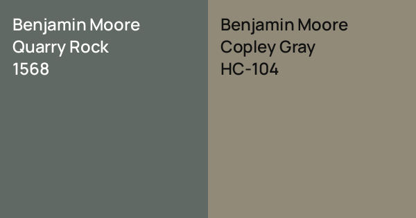 Benjamin Moore Quarry Rock vs. Benjamin Moore Copley Gray comparison