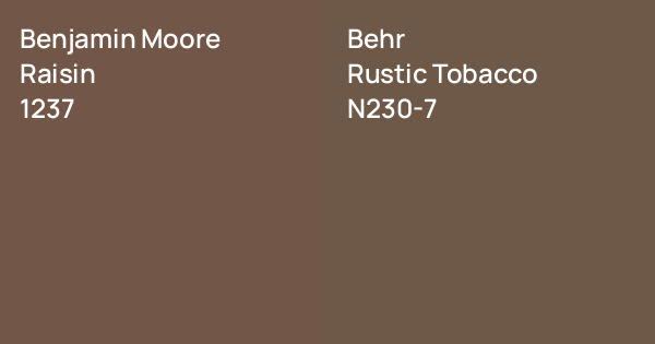 Benjamin Moore Raisin vs. Behr Rustic Tobacco comparison