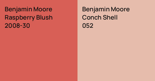 Benjamin Moore Raspberry Blush vs. Benjamin Moore Conch Shell comparison