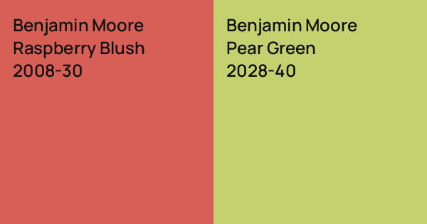 Benjamin Moore Raspberry Blush vs. Benjamin Moore Pear Green comparison