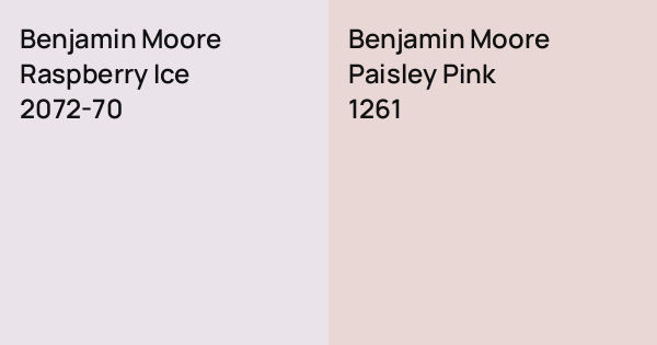 Benjamin Moore Raspberry Ice vs. Benjamin Moore Paisley Pink comparison