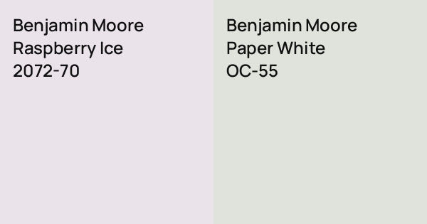 Benjamin Moore Raspberry Ice vs. Benjamin Moore Paper White comparison