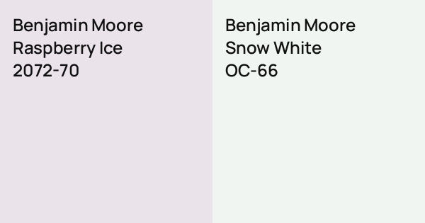 Benjamin Moore Raspberry Ice vs. Benjamin Moore Snow White comparison