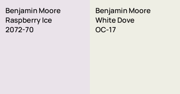 Benjamin Moore Raspberry Ice vs. Benjamin Moore White Dove comparison