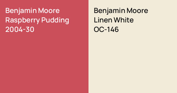 Benjamin Moore Raspberry Pudding vs. Benjamin Moore Linen White comparison