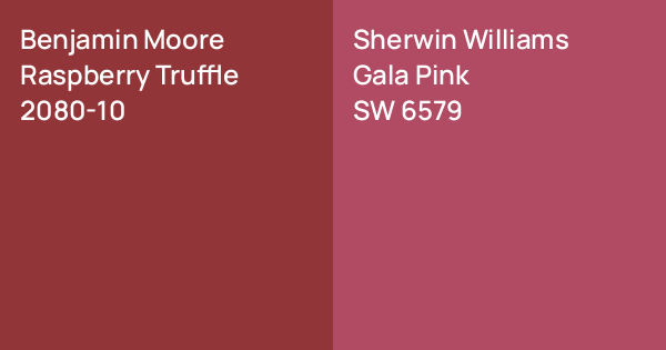 Pink Raspberry Benjamin Moore Benjamin Moore Raspberry Truffle vs. Sherwin Williams Gala Pink comparison