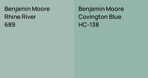 Covington Blue Ridge Pattern Benjamin Moore Rhine River vs. Benjamin Moore Covington Blue comparison