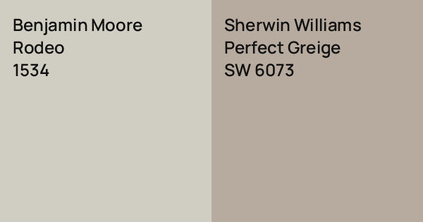 Benjamin Moore Rodeo vs. Sherwin Williams Perfect Greige comparison