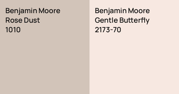 Benjamin Moore Rose Dust vs. Benjamin Moore Gentle Butterfly comparison