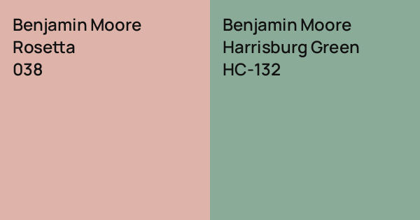 Benjamin Moore Rosetta vs. Benjamin Moore Harrisburg Green comparison