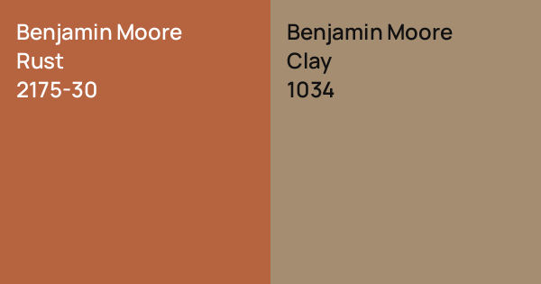 Benjamin Moore Rust vs. Benjamin Moore Clay comparison