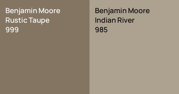 Benjamin Moore Rustic Taupe vs. Benjamin Moore Indian River comparison