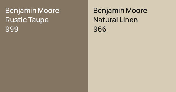 Benjamin Moore Rustic Taupe vs. Benjamin Moore Natural Linen comparison