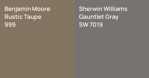 Benjamin Moore Rustic Taupe vs. Sherwin Williams Gauntlet Gray comparison