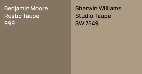 Benjamin Moore Rustic Taupe vs. Sherwin Williams Studio Taupe comparison