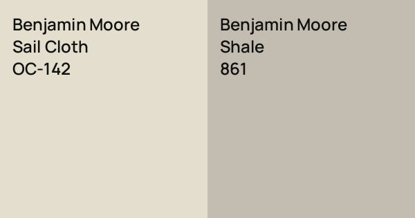 Shale Color Clothes Benjamin Moore Sail Cloth vs. Benjamin Moore Shale comparison