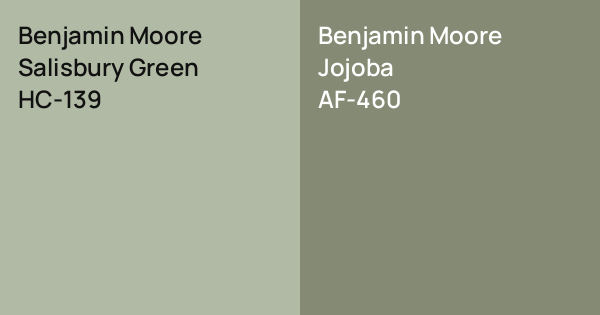 Benjamin Moore Salisbury Green vs. Benjamin Moore Jojoba comparison
