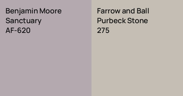 Benjamin Moore Sanctuary vs. Farrow and Ball Purbeck Stone comparison