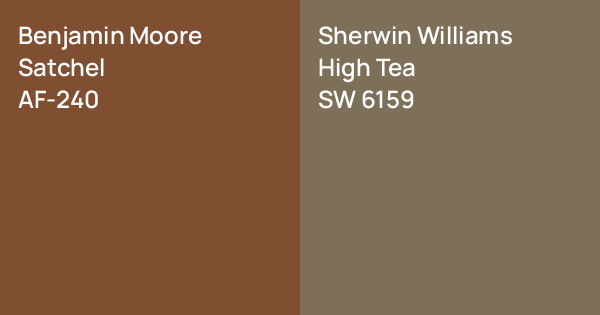 Sw6159 Color Benjamin Moore Satchel vs. Sherwin Williams High Tea comparison