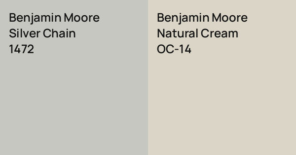 Benjamin Moore Silver Chain vs. Benjamin Moore Natural Cream comparison