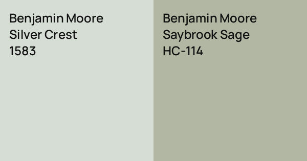 Benjamin Moore Silver Crest vs. Benjamin Moore Saybrook Sage comparison