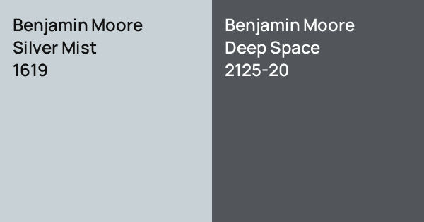 Benjamin Moore Silver Mist vs. Benjamin Moore Deep Space comparison