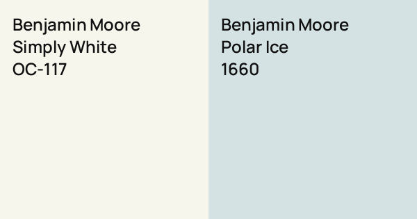 Pure Snow Color Benjamin Moore Simply White vs. Benjamin Moore Polar Ice comparison