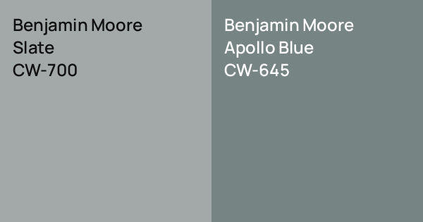 Benjamin Moore Slate vs. Benjamin Moore Apollo Blue comparison