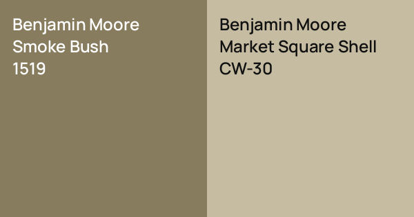 Benjamin Moore Smoke Bush vs. Benjamin Moore Market Square Shell comparison