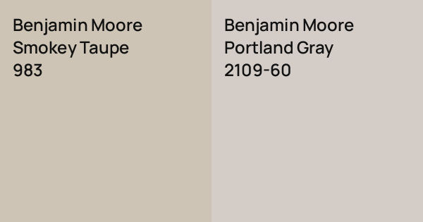Benjamin Moore Smokey Taupe vs. Benjamin Moore Portland Gray comparison