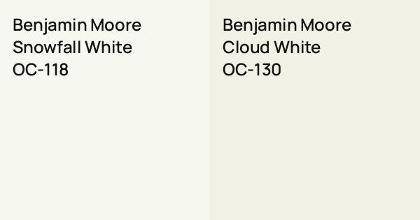 Pure Snow Color Benjamin Moore Snowfall White vs. Benjamin Moore Cloud White comparison