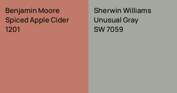 Benjamin Moore Spiced Apple Cider vs. Sherwin Williams Unusual Gray ...