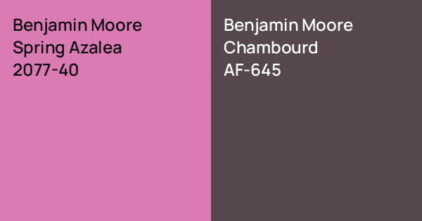 Benjamin Moore Spring Azalea vs. Benjamin Moore Chambourd comparison