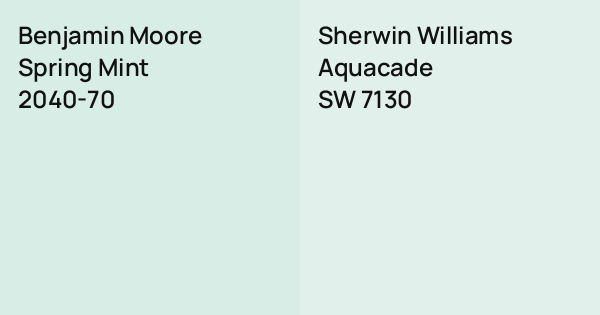 Benjamin Moore Spring Mint vs. Sherwin Williams Aquacade comparison