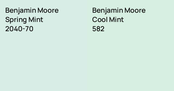 Benjamin Moore Spring Mint vs. Benjamin Moore Cool Mint comparison
