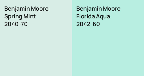 Benjamin Moore Spring Mint vs. Benjamin Moore Florida Aqua comparison