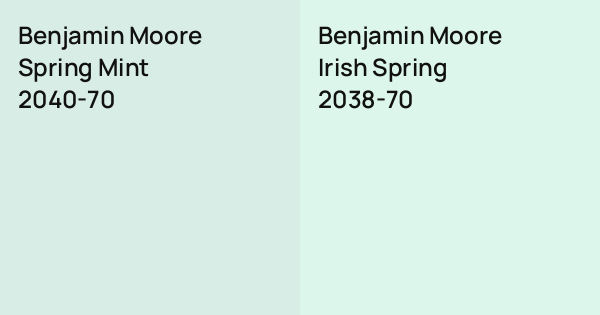 Benjamin Moore Spring Mint vs. Benjamin Moore Irish Spring comparison