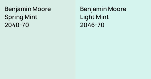 Benjamin Moore Spring Mint vs. Benjamin Moore Light Mint comparison