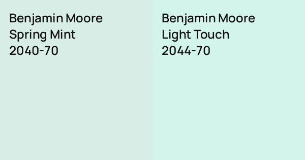 Benjamin Moore Spring Mint vs. Benjamin Moore Light Touch comparison