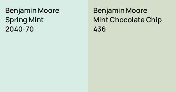 Benjamin Moore Spring Mint vs. Benjamin Moore Mint Chocolate Chip ...