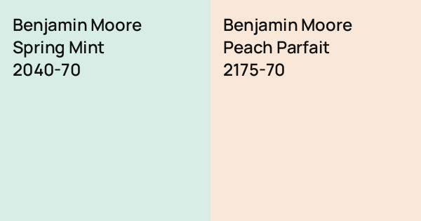 Benjamin Moore Spring Mint vs. Benjamin Moore Peach Parfait comparison