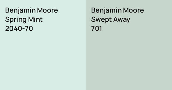 Benjamin Moore Spring Mint vs. Benjamin Moore Swept Away comparison