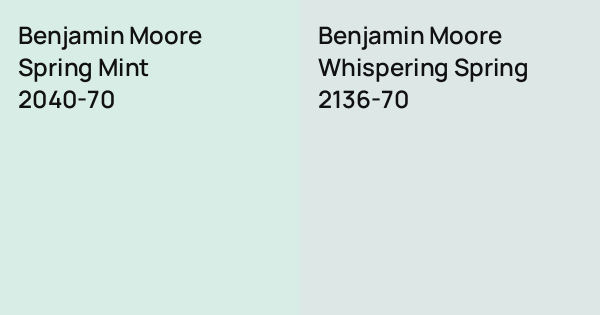 Benjamin Moore Spring Mint vs. Benjamin Moore Whispering Spring comparison