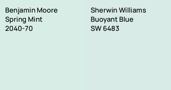 Benjamin Moore Spring Mint vs. Sherwin Williams Buoyant Blue comparison