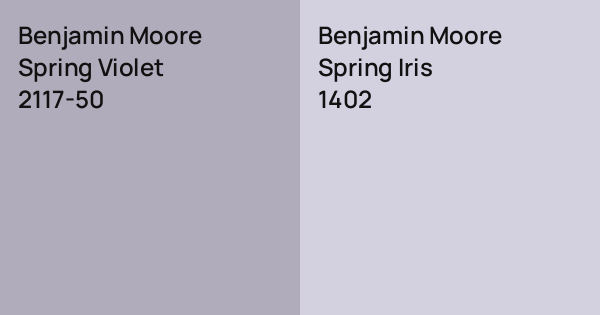 Spring Irid Color Benjamin Moore Spring Violet vs. Benjamin Moore Spring Iris comparison