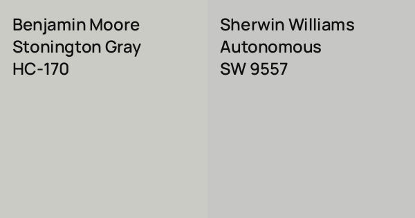 Benjamin Moore Stonington Gray vs. Sherwin Williams Autonomous comparison