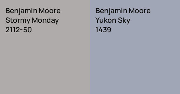 Benjamin Moore Stormy Monday vs. Benjamin Moore Yukon Sky comparison
