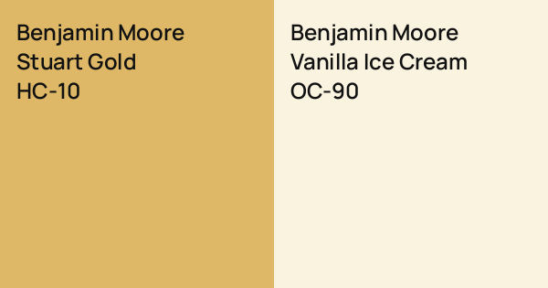 Benjamin Moore Stuart Gold vs. Benjamin Moore Vanilla Ice Cream comparison