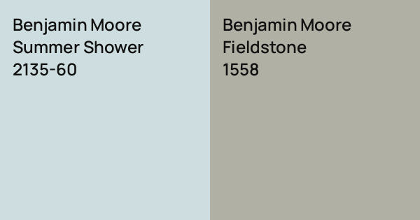 Benjamin Moore Summer Shower vs. Benjamin Moore Fieldstone comparison