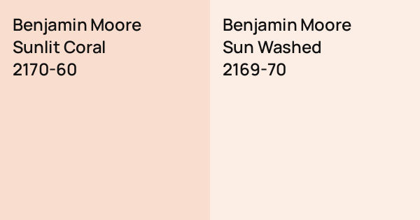Benjamin Moore Sunlit Coral vs. Benjamin Moore Sun Washed comparison